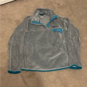 Patagonia Womens M Re-Tool Snap-T Polartec Gray Blue Fleece Pullover STY25442